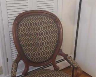 Victorian Upholstered Armchair with Floor Lamp