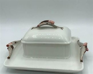 White Victorian Sardine Platter with Lid