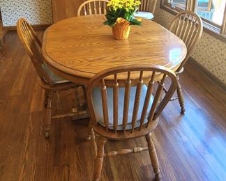 1 of 4 Dinning Room Table With 6 Chairs, 2 Extensions With Pedestal Base and Brass Plates