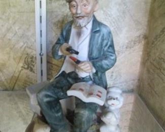 Old man with pipe and puppy. C-2044 on bottom.