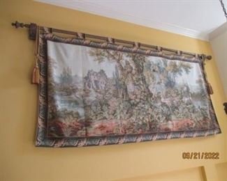 Tapestry, approx 120 x 60". Rod and wall mounts included.