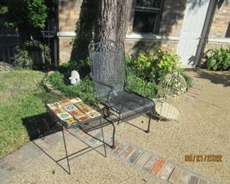 Heavy wrought iron chair and table