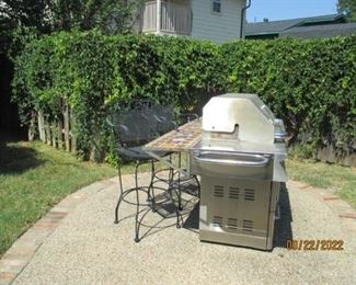 Grill and wrough iron bar stools