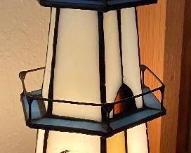 Lighted Light House with Quote "For thou art my lamp, O Lord: and the Lord will lighten my darkness.