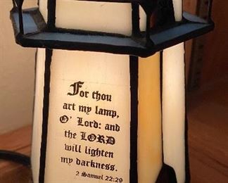 Lighted Light House with Quote "For thou art my lamp, O Lord: and the Lord will lighten my darkness.