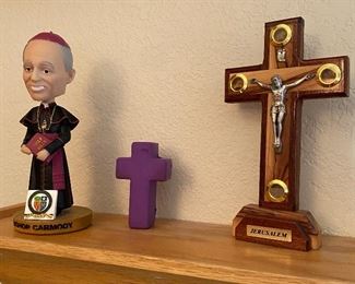 Religious Figurine, Wooden Hand Crafted Cross, Wooden Crucifix on Stand