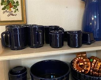 Pfaltzgraff Cobalt Blue Serving Set, Copper Jello Mini Molds