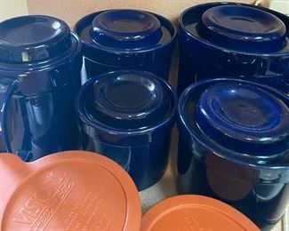 Pfaltzgraff Cobalt Blue Cannister Set, Corning Ware