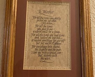 Framed Mother Poem