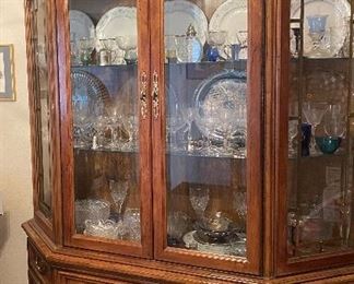 Hibriten China/Curio Cabinet, Noritake China, Crystal Stemware, Crystal