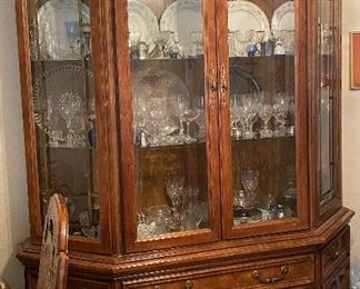 Hibriten China/Curio Cabinet, Noritake China, Crystal Stemware, Crystal