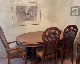Hibriten Dining Room Set Seats Six Cane Back Seats