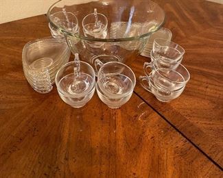 Hibriten Dining Room Set Seats Six Cane Back Seats, Vintage Punch Bowl