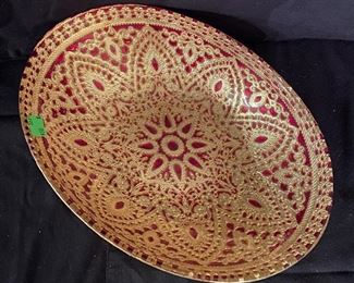 Ardo Oval Red with Gold Overlay Bowl