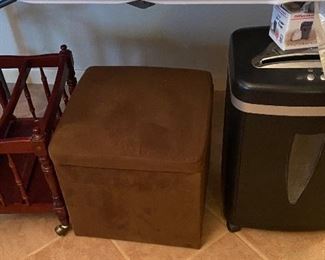 Wooden Magazine Rack, Storage Ottoman, Paper Shredder 