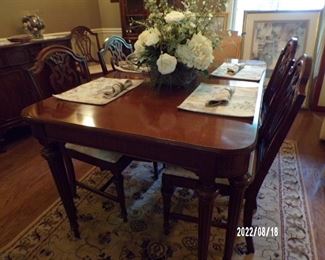 vintage dining table w/6 chairs