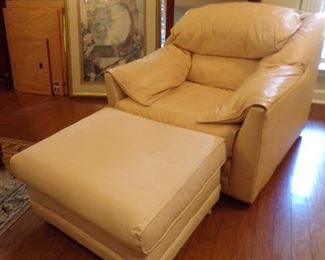 leather chair &ottoman, cream color