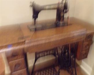 vintage singer treadle sewing machine, nice cabinet