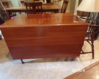 drop  leaf (cherry I think) table w/6 chairs