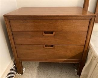 2 walnut Mount Airy Janus collection nightstands . Small scratches on one nightstand. $400 each