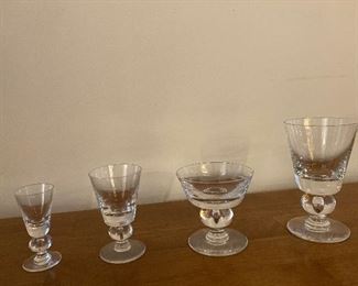 MCM Crystal stemware with bubble in stem. 4 sizes with 12 - 14 glasses each size. $400 for set