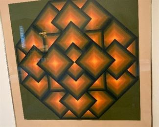 Jurgen Peters framed geometric poster with chrome frame. 37” H X 30” W $400