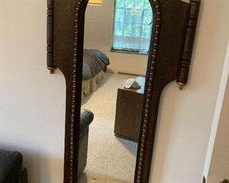 Full length carved antique mirror. 54”H X 24” W $100