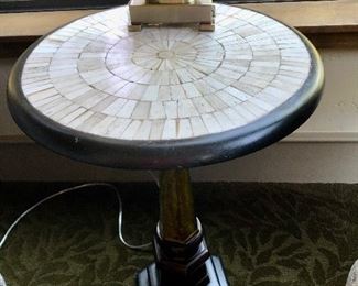 Mother of pearl look top on round side table