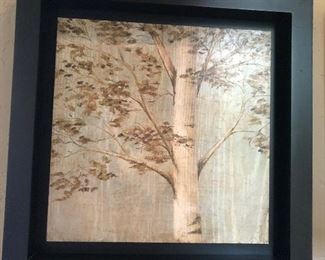 Pair of pale blue paintings