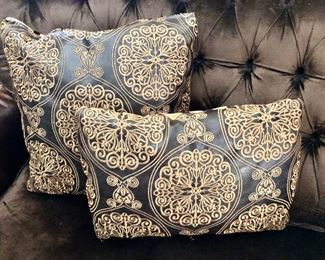 Matching embossed leather throw pillows