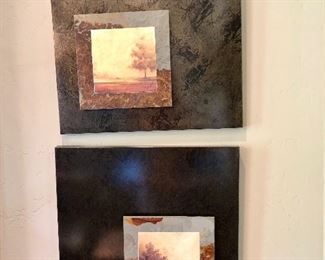 Pair of unusually framed landscapes