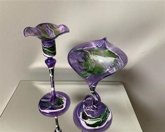 Lot 048
Flame & Glow Hand Blown Glass Candle Holders