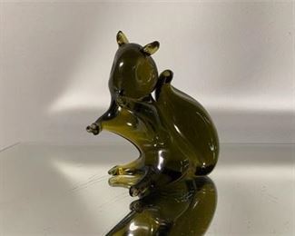 MCM Art Glass Squirrel, Moss Green