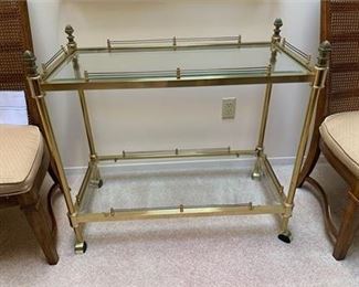 Lot 123
Decorative Solid Brass & Glass Teacart