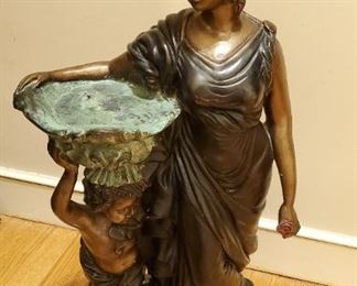 Bronze figure of a maiden with cherub