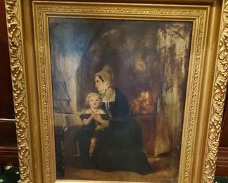 Antique oil painting. One of several. Nicely framed. 