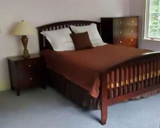 Queen size mission style bedroom set. Pristine condition. See more pieces