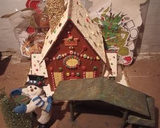 Christmas Vintage and Modern Goodie Lot with Homemade Gingerbread House
