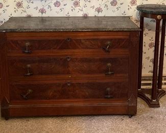 Marble Top Dresser and Stand