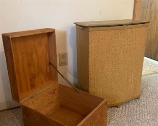 Vintage Laundry Basket Wooden Storage Box