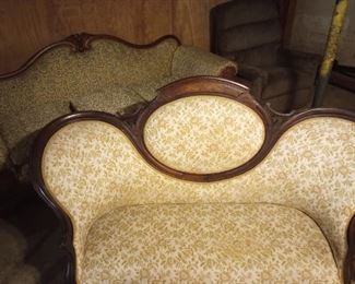 Vintage Sofas and Modern Recliner, Minor Restoration Needed