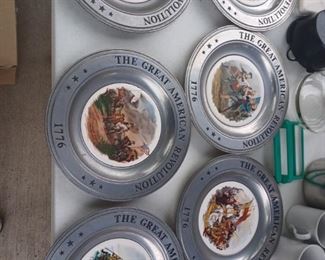 Pewter and Porcelain Collectable Revolutionary War Plates