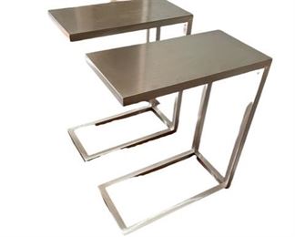 $150 - Pair of C Shape Sofa Hugger Polished Silver End Tables SK121-66                                                                                           Description: This product with a seamless polished silver top and base is easy to use. Light enough to move wherever you need it to hold your beverage, laptop, or reading materials. Use it as a table next to your sofa, chair, or bed. Perfect size to slide under most sofas, chairs, and beds to be close to you. 
Condition: Excellent condition
Dimensions: 10 x 20 x 24"H
CONTACT US FOR MORE PICTURES.     www.GoodbyHello.com        Local pick up only Leesburg, VA.  Please contact us for shipper suggestions.
