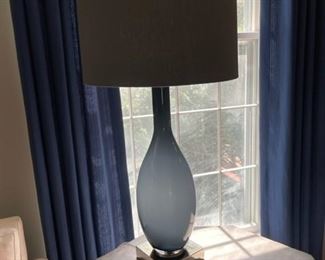 $150 - Pair of Large Blue Glass / Gray Shade Table Lamps SK121-9                                                                                                               Condition: Excellent
Dimensions: 31.5"H
CONTACT US FOR MORE PICTURES. www.GoodbyHello.com                                                         info@GoodbyHello.com                   Local pickup only only Leesburg, VA,  Contact us for shipper suggestions.