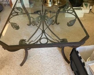 Designer glass and bronze coffee table