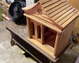 Wood house and bench