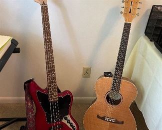 Red Guitar: Squier by Fender Jaguar Bass - Fender Guitar FA Series 