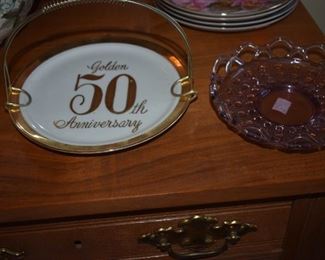 Golden Anniversary Serving Dish with Holder