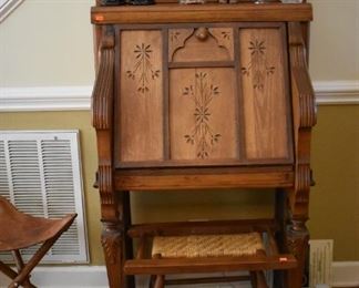 Beautiful Antique Drop Front Desk! Richly carved in Eastlake style