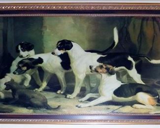 Large, Well Framed Print of Hunting Dogs